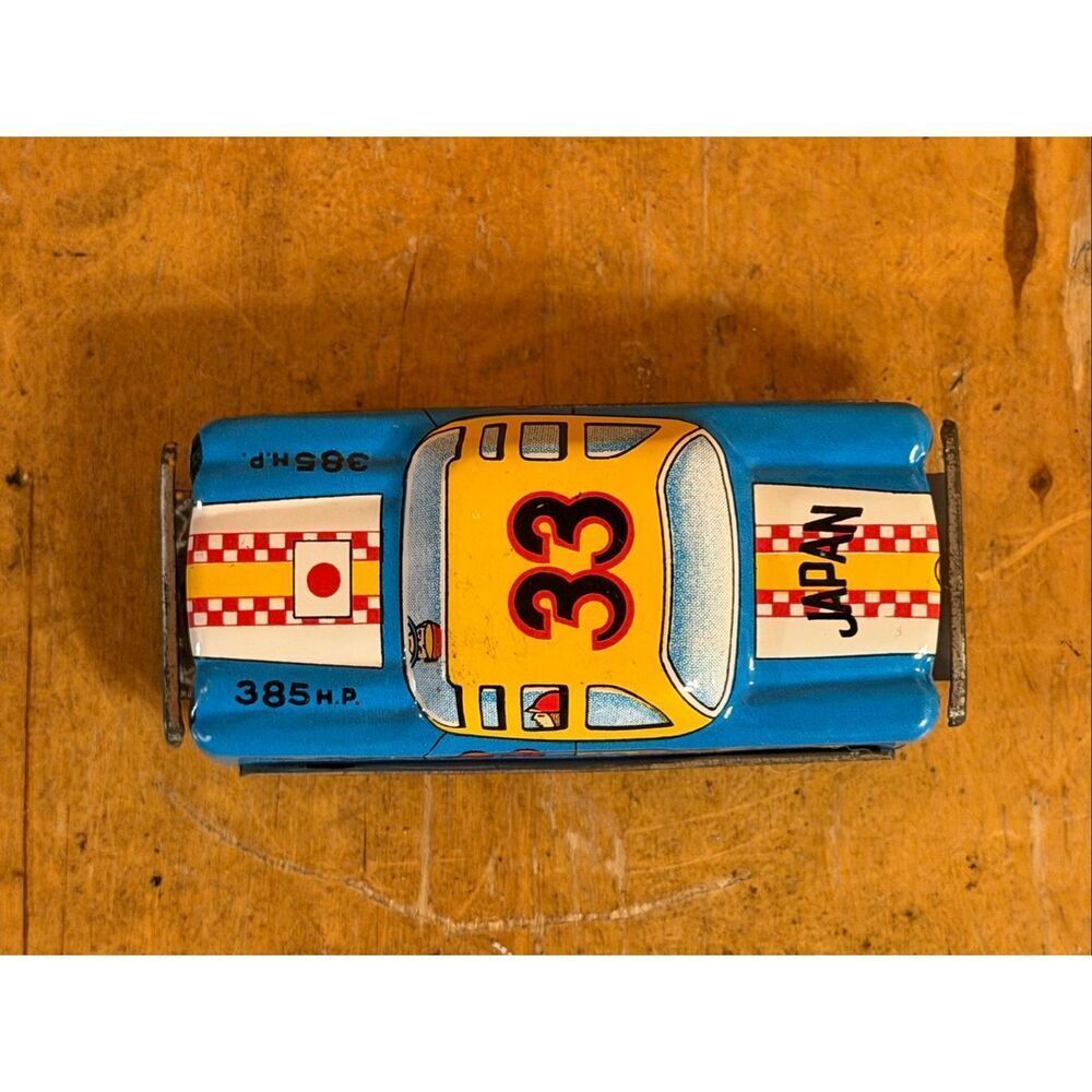 Vintage TN Nomura Tin Friction Car #33 385HP Race Car Japan 3” (6581)